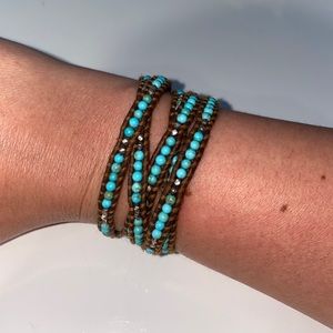 Chan Lulu Turquoise Leather wrap bracelet